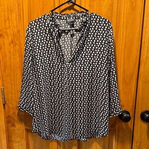 Van Heusen Black and White Floral Blouse
